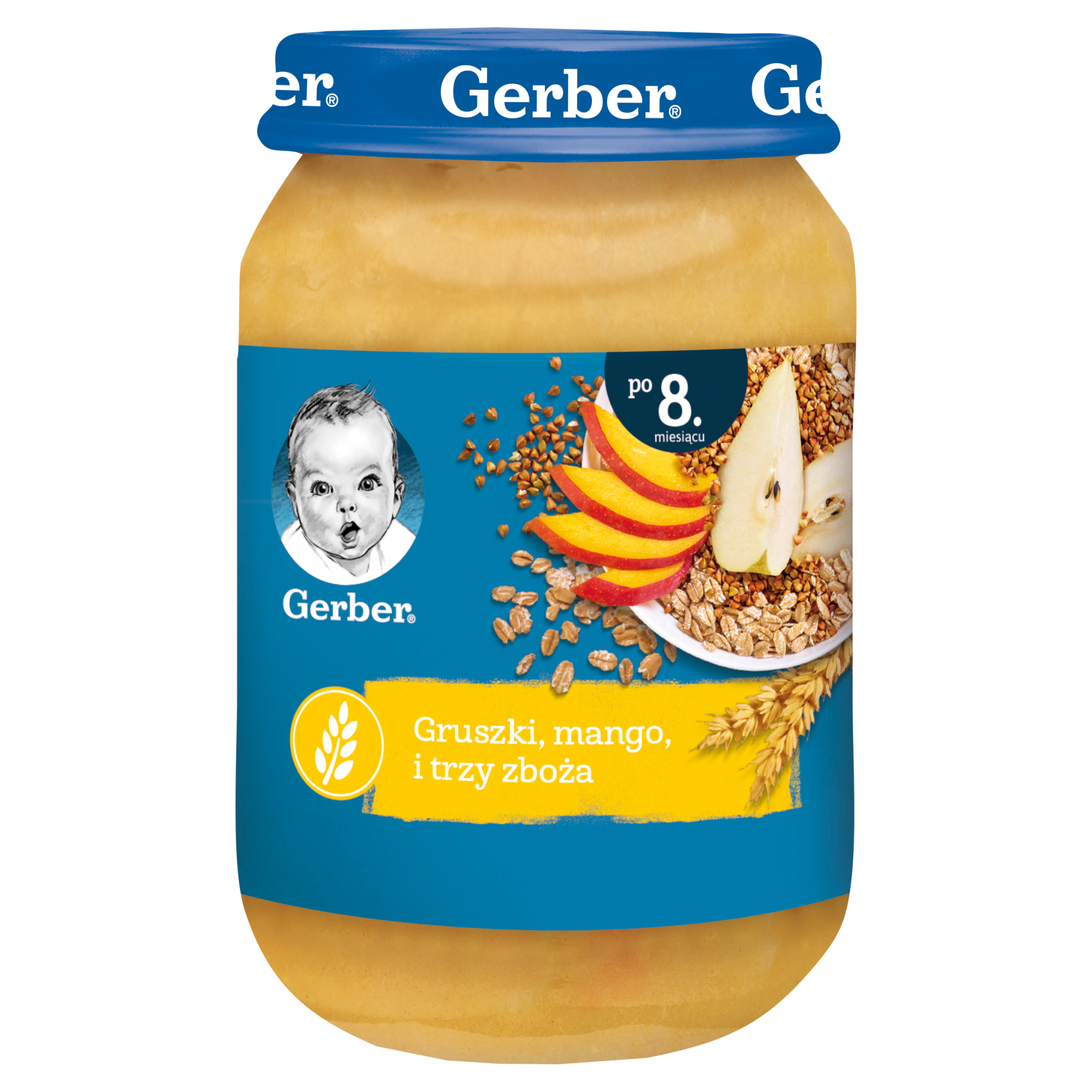 Gerber Gruszki, mango i trzy zboża po 8 miesiącu - 190 g - cena, opinie, właściwości zdjęcie