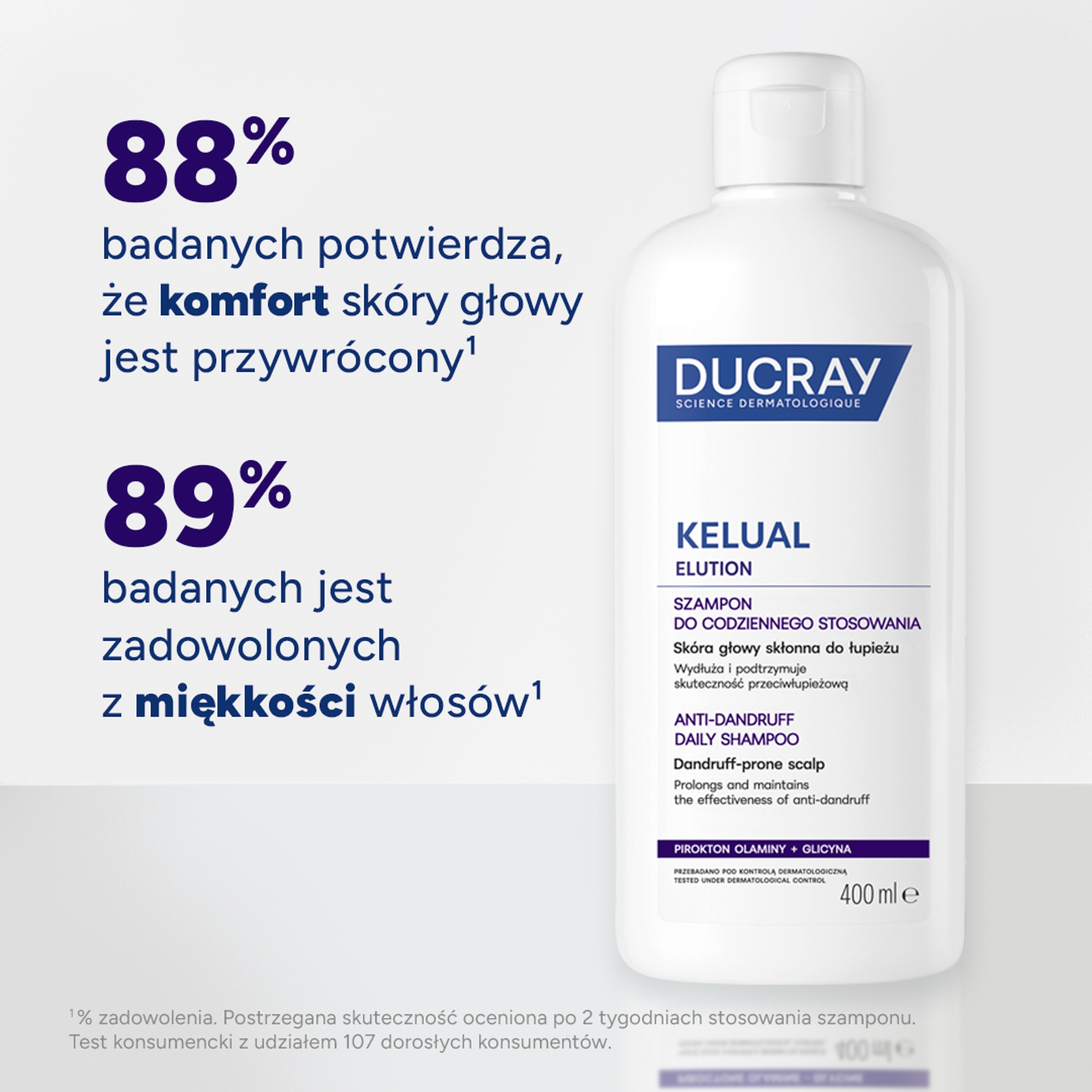 DUCRAY KELUAL ELUTION szampon do codziennego stosowania, skóra głowy skłonna do łupieżu, 400ml