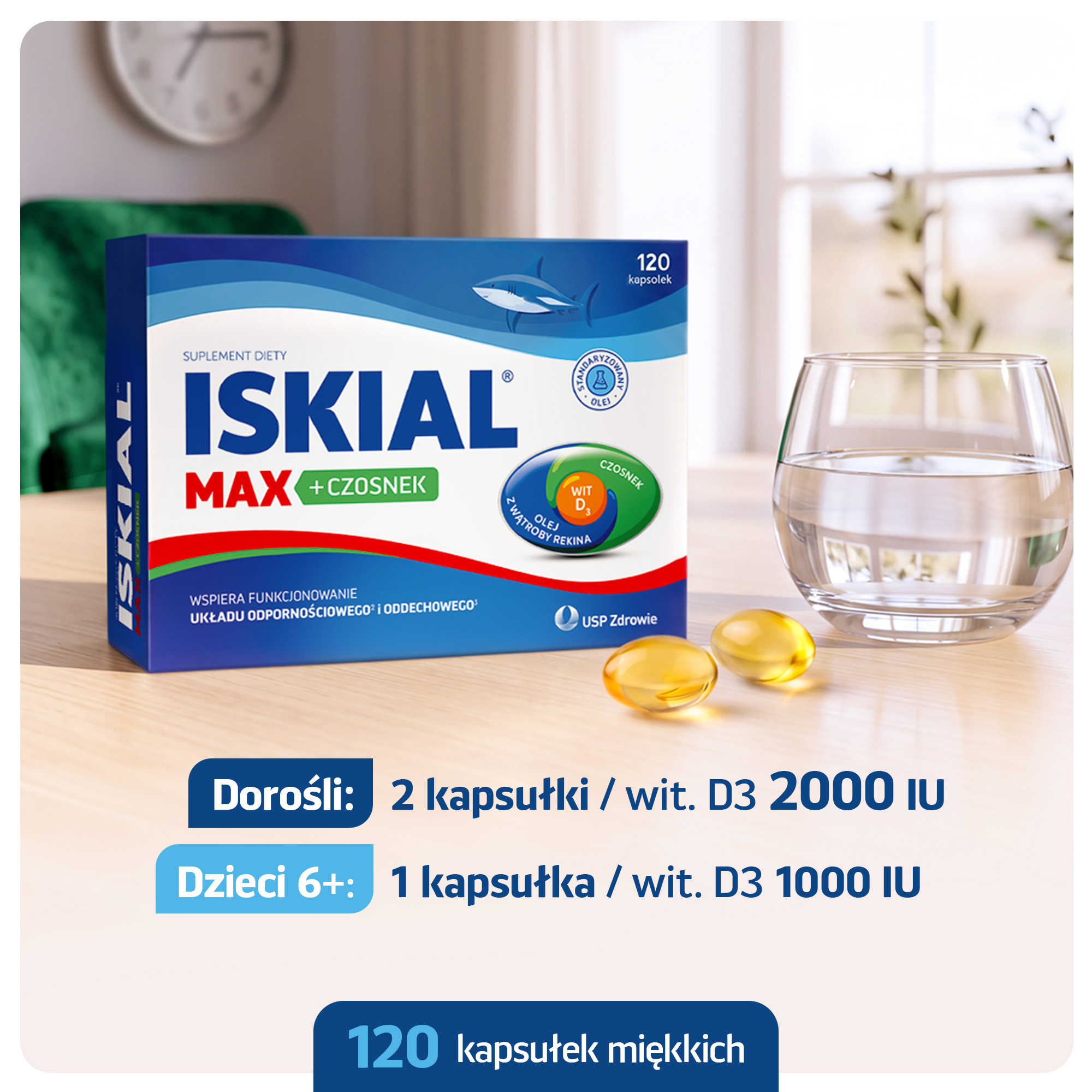 Iskial Immuno Max + Czosnek, 2 x 120 kapsułek