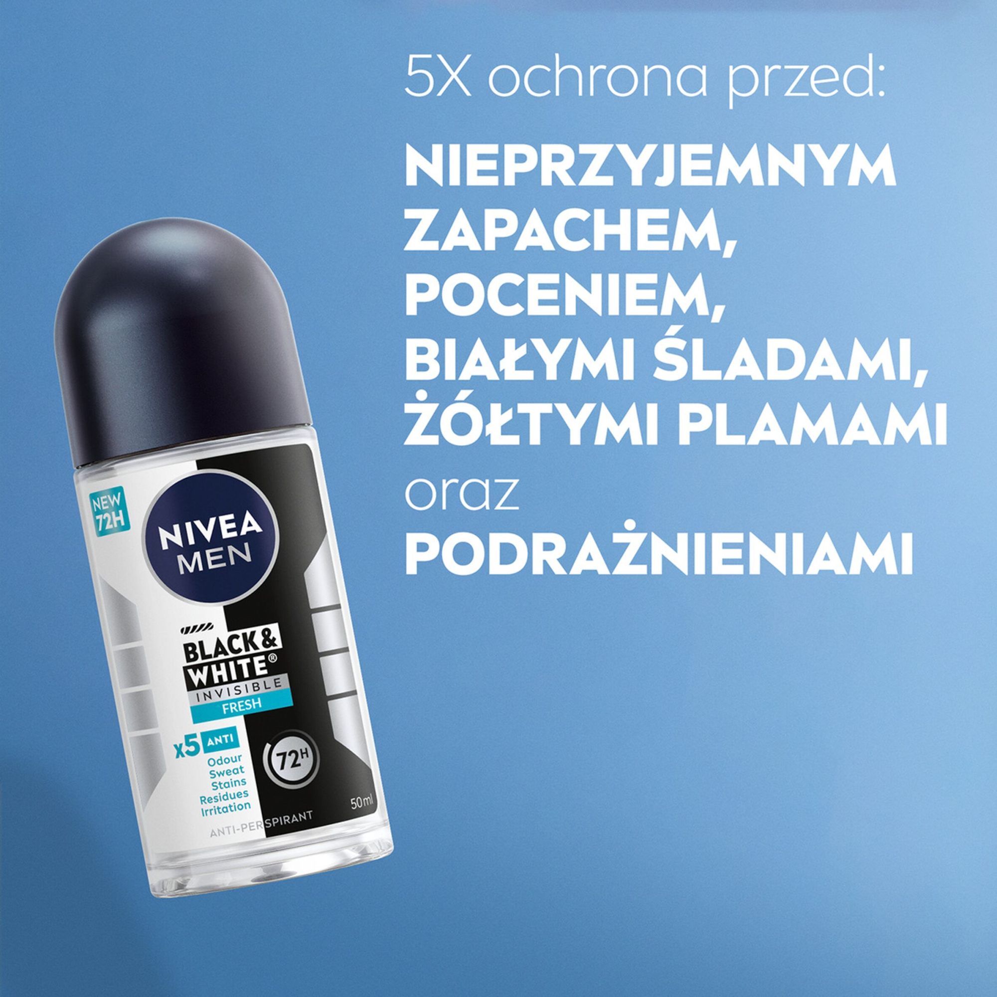 Nivea Men Black&White Invisible Fresh antyperspirant w kulce 50 ml