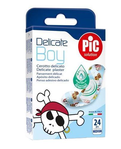 Pic Solution Boy Delikatny plaster z antybakteryjnym opatrunkiem 19 x 72 mm, 24 sztuki zdjęcie