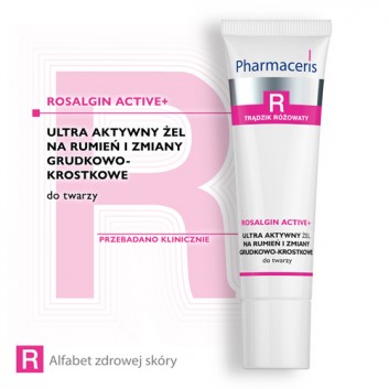 Pharmaceris R Rosalgin Active + Ultra Aktywny Żel na rumień i zmiany grudkowo - krostkowe do twarzy, 30 ml