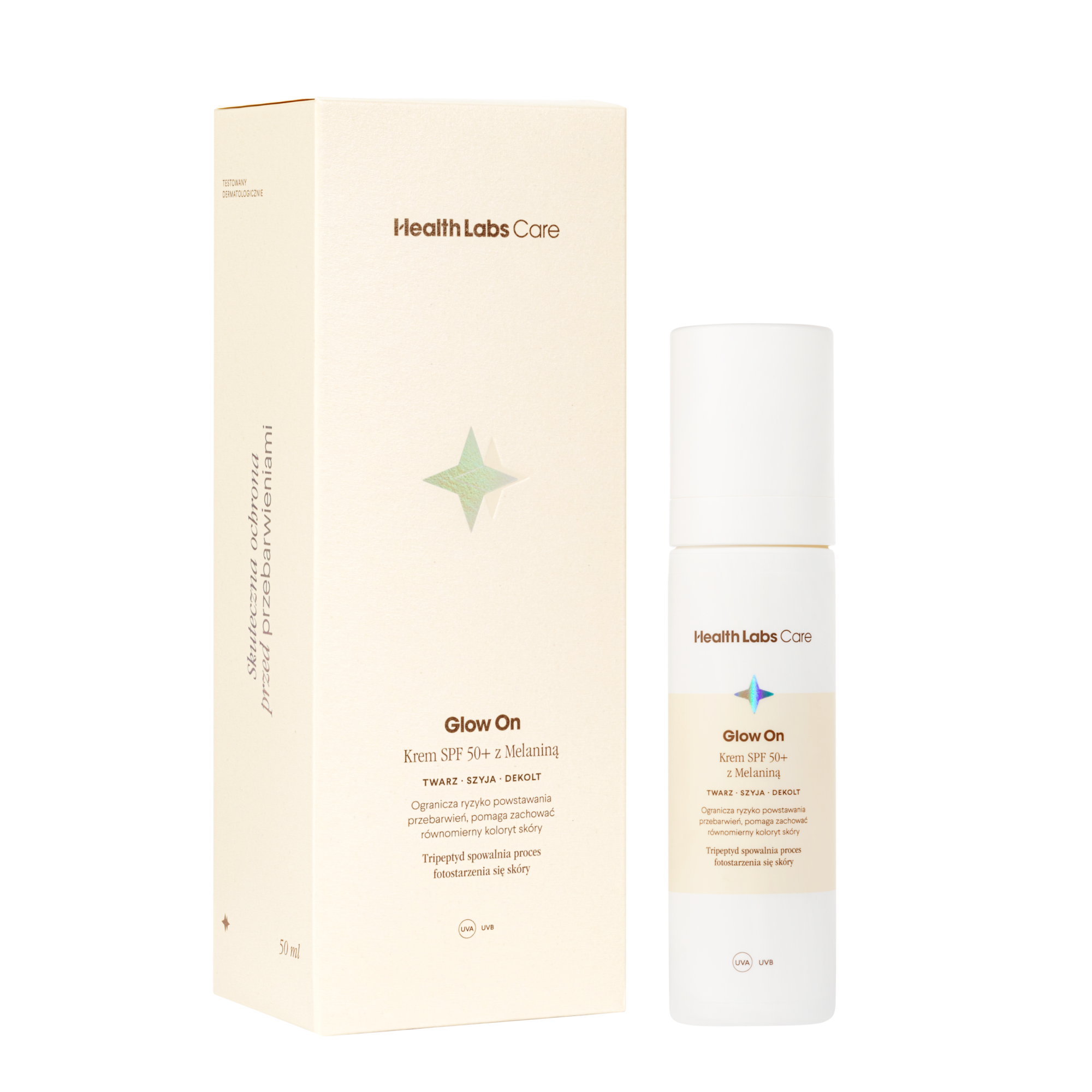 Health Labs Care, Glow On Krem z melaniną SPF 50+, 50 ml
