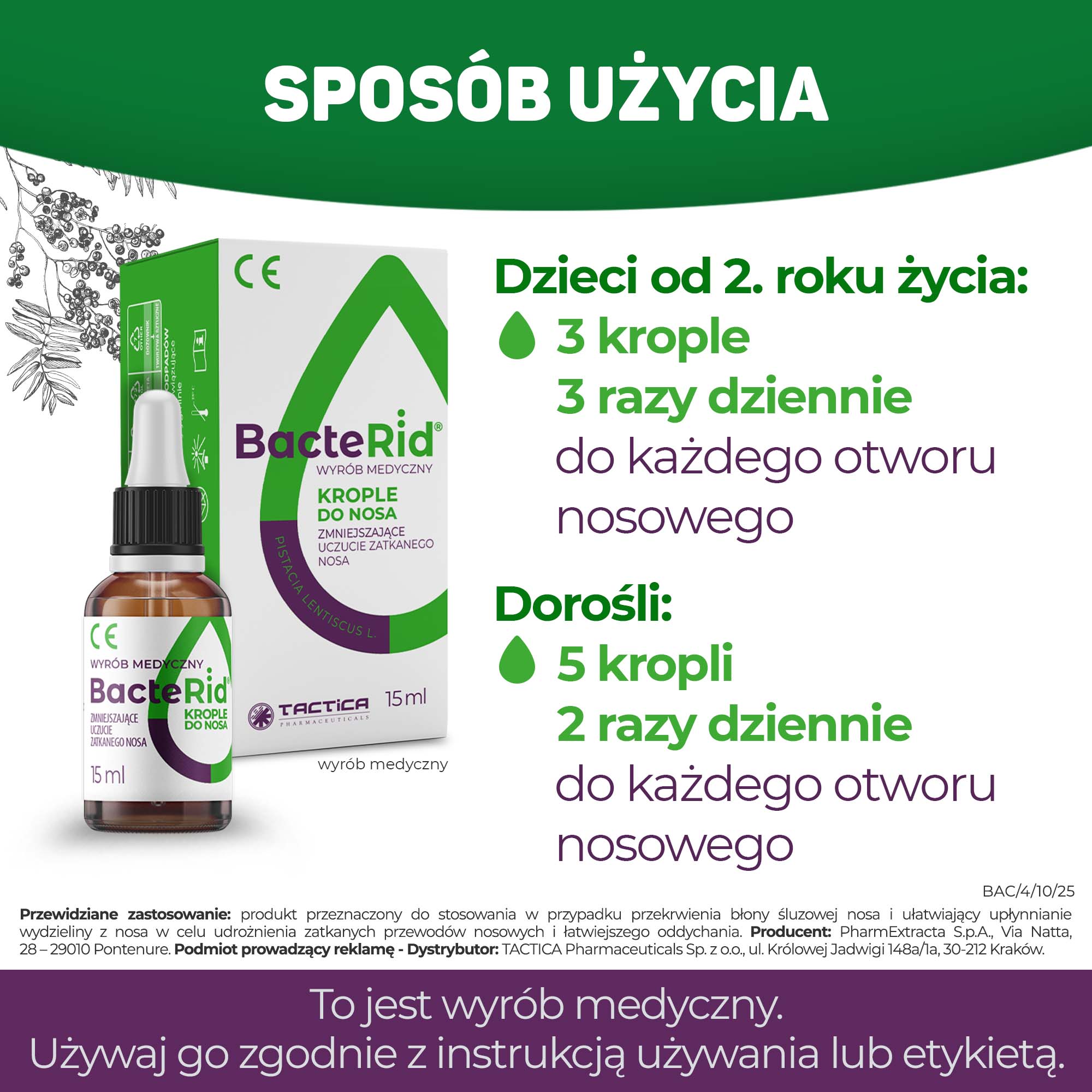 BacteRid Krople do nosa, 15 ml
