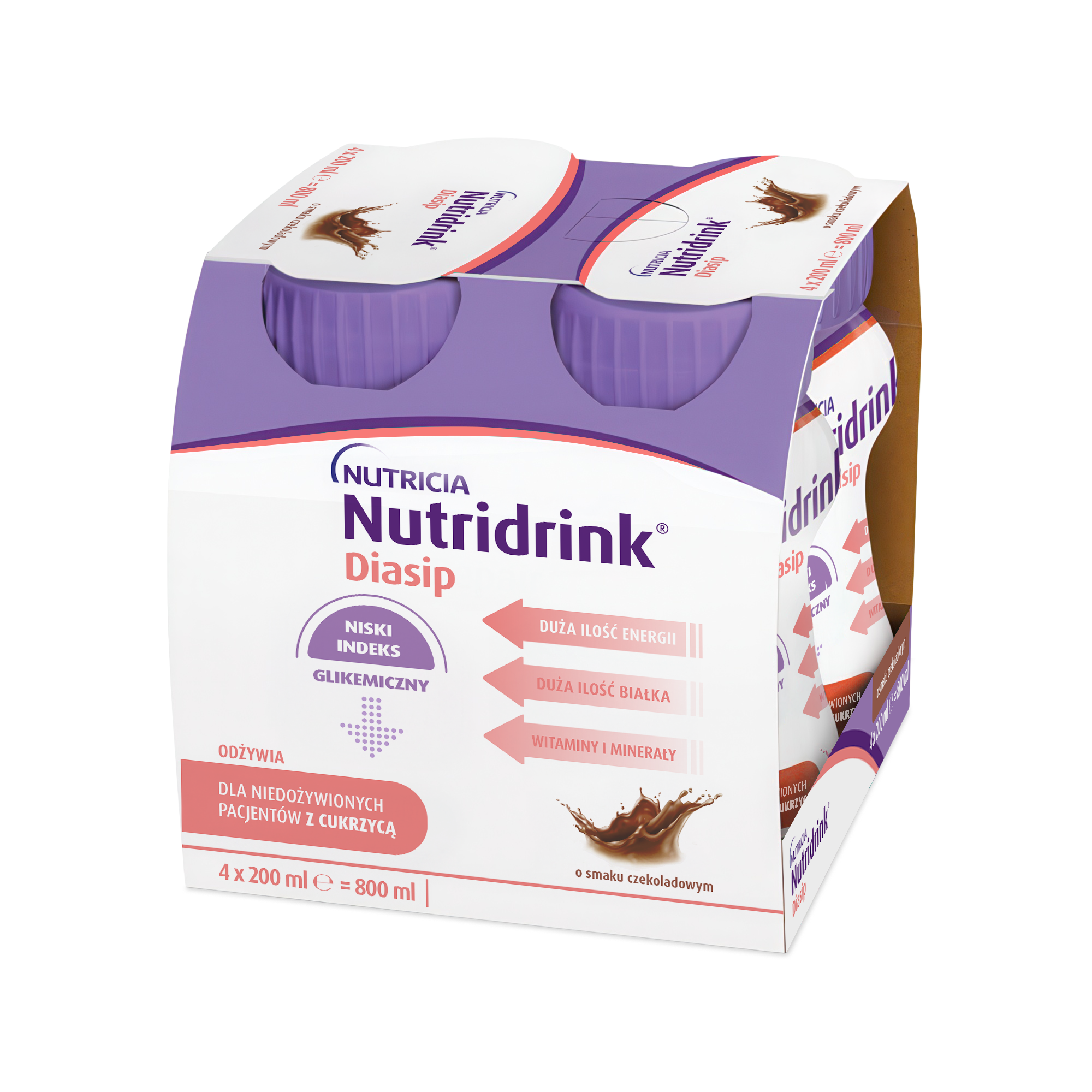 Nutridrink Diasip o smaku czekoladowym, płyn, 4 x 200 ml zdjęcie