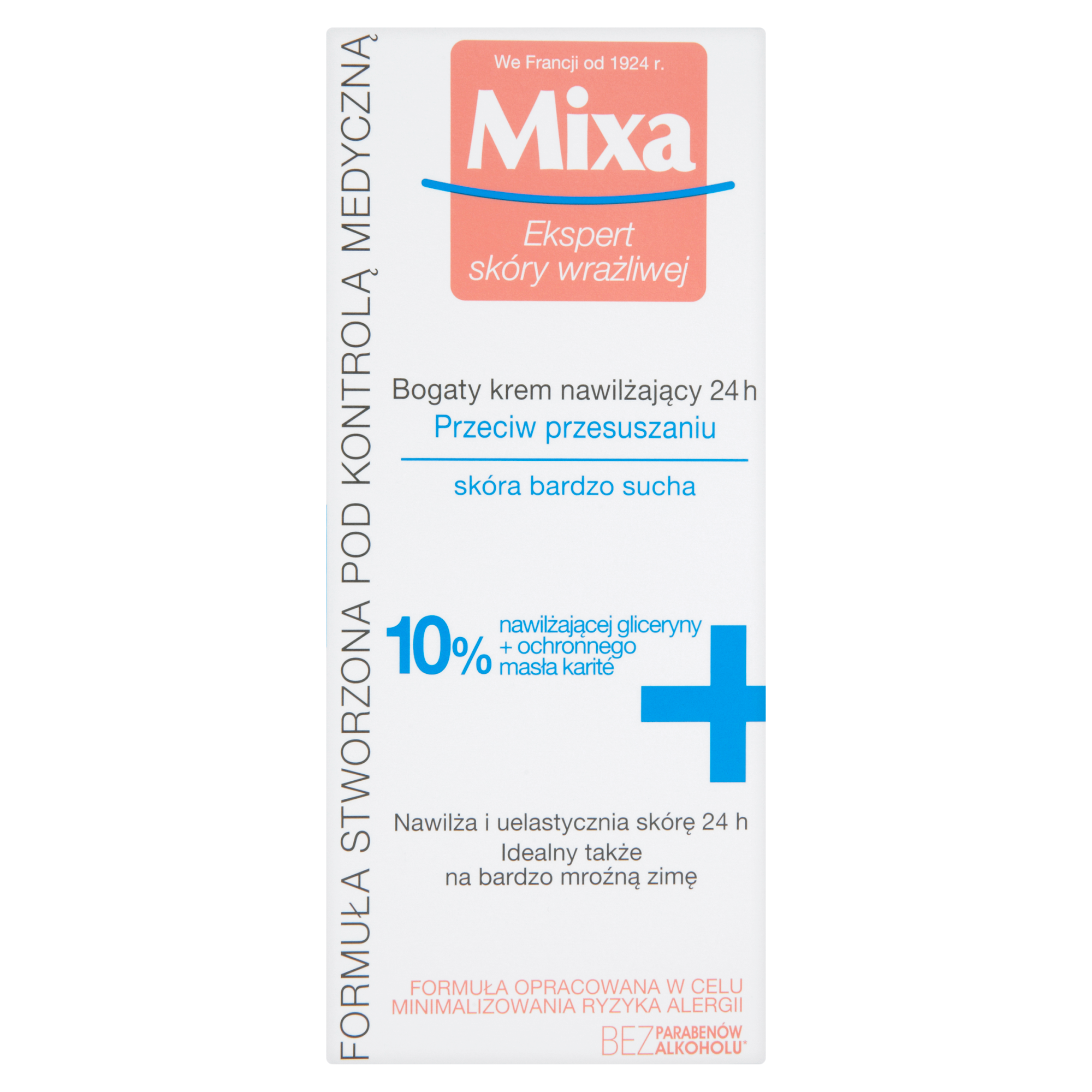 MIXA Bogaty krem nawilżający 24h przeciw przesuszaniu 10% gliceryny i masła karite - 50 ml - cena, opinie, właściwości zdjęcie