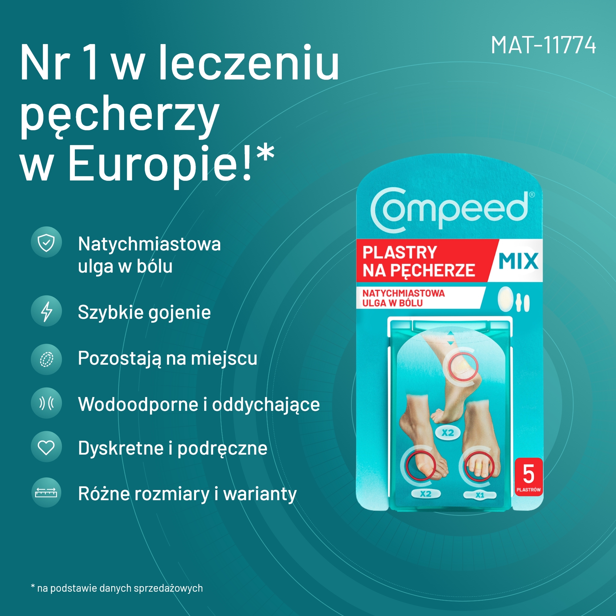 Compeed Pęcherze plastry do stóp mix 5 sztuk