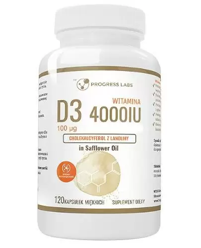 Progress Labs, Witamina D3 4000 IU, kapsułki miękkie, 120 sztuk. zdjęcie