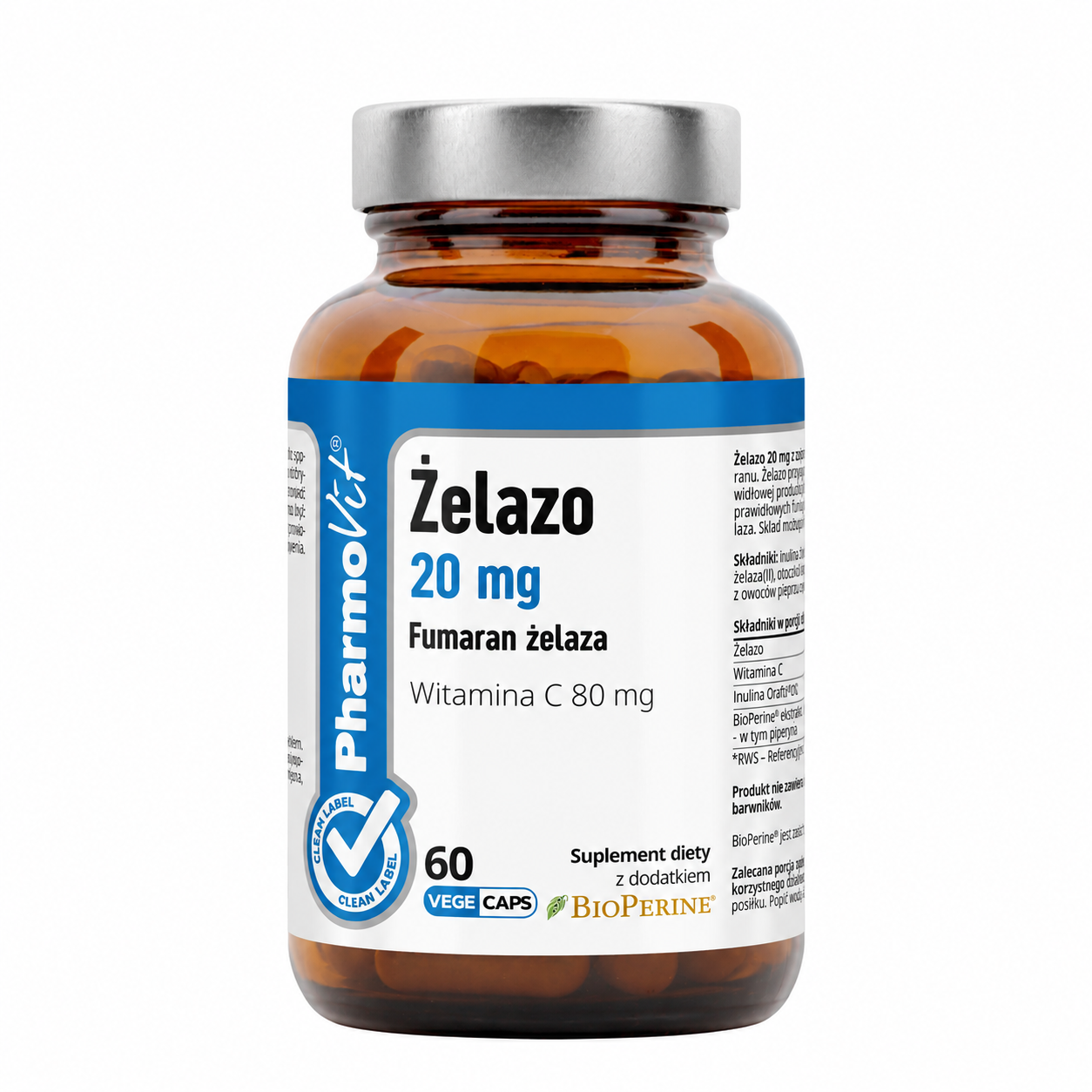 Pharmovit Żelazo 20 mg, 60 kapsułek zdjęcie