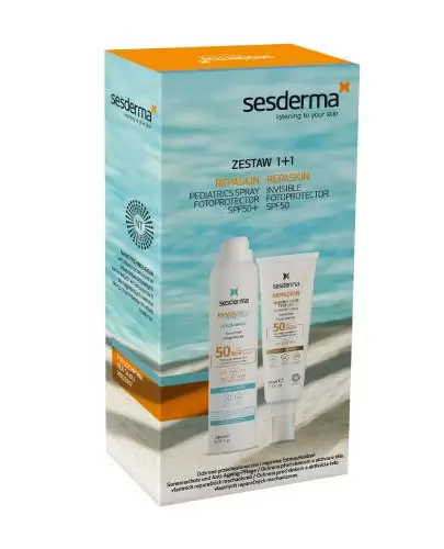 Sesderma Repaskin Pediatrics SPF50+ fotoprotector spray 200 ml +  Repaskin SPF50 fotoprotector 50 ml [ZESTAW] zdjęcie