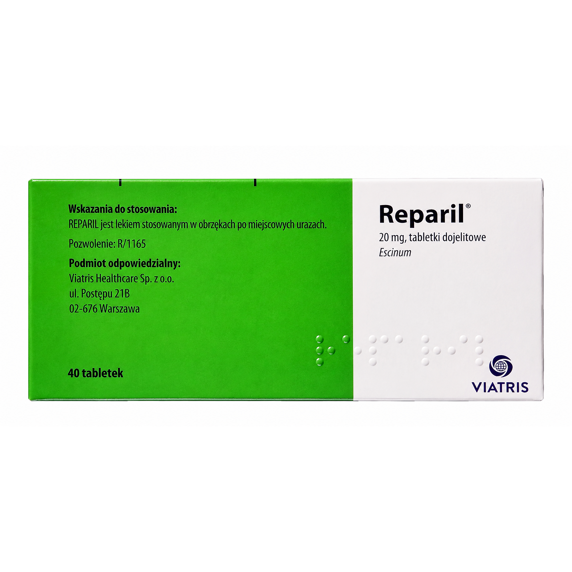 Reparil na obrzęki po miejscowych urazach 40 tabletek zdjęcie