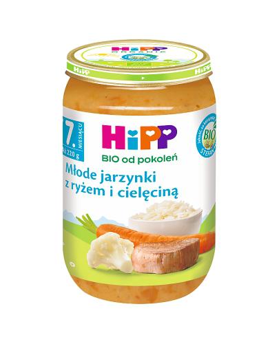 HiPP BIO od pokoleń, Młode jarzynki z ryżem i cielęciną, po 7. m-cu, 220 g zdjęcie