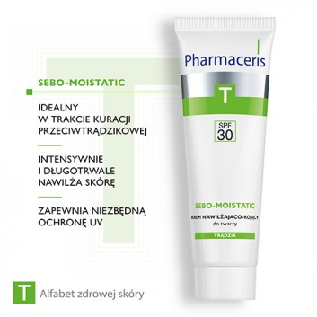 Pharmaceris T Sebo-Moistatic, krem nawilżająco-kojący do twarzy, SPF 30, 50 ml