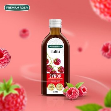 Premium Rosa Syrop z soku NFC z owoców Malin, 250 ml 