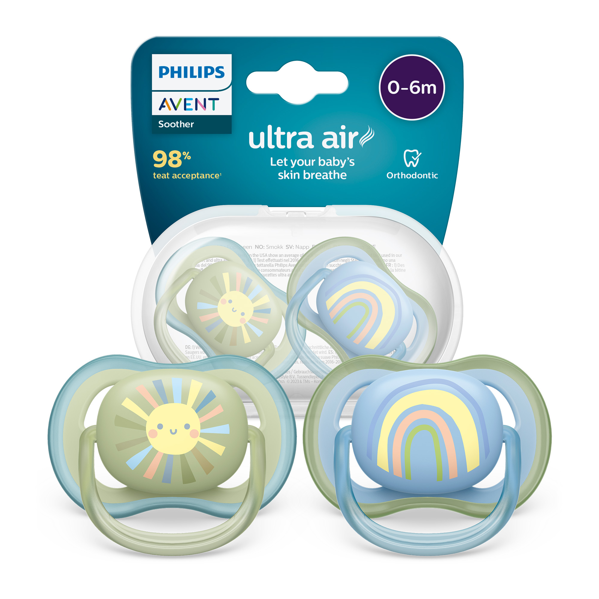 Avent Philips Ultra Air smoczek uspokajający 0-6m 2 sztuki [SCF085/58]  zdjęcie