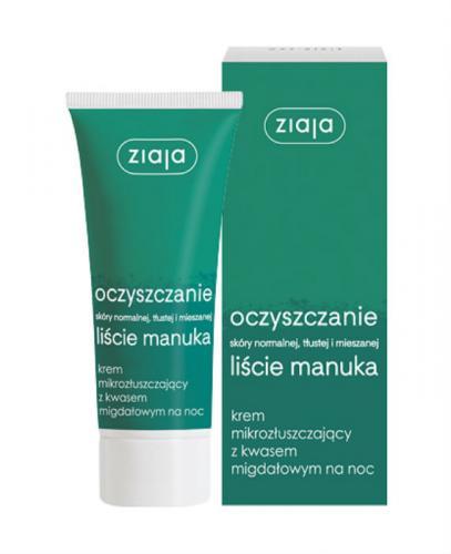ZIAJA OCZYSZCZANIE Liście manuka krem mikrozłuszczający z kwasem migdałowym na noc, 50 ml zdjęcie
