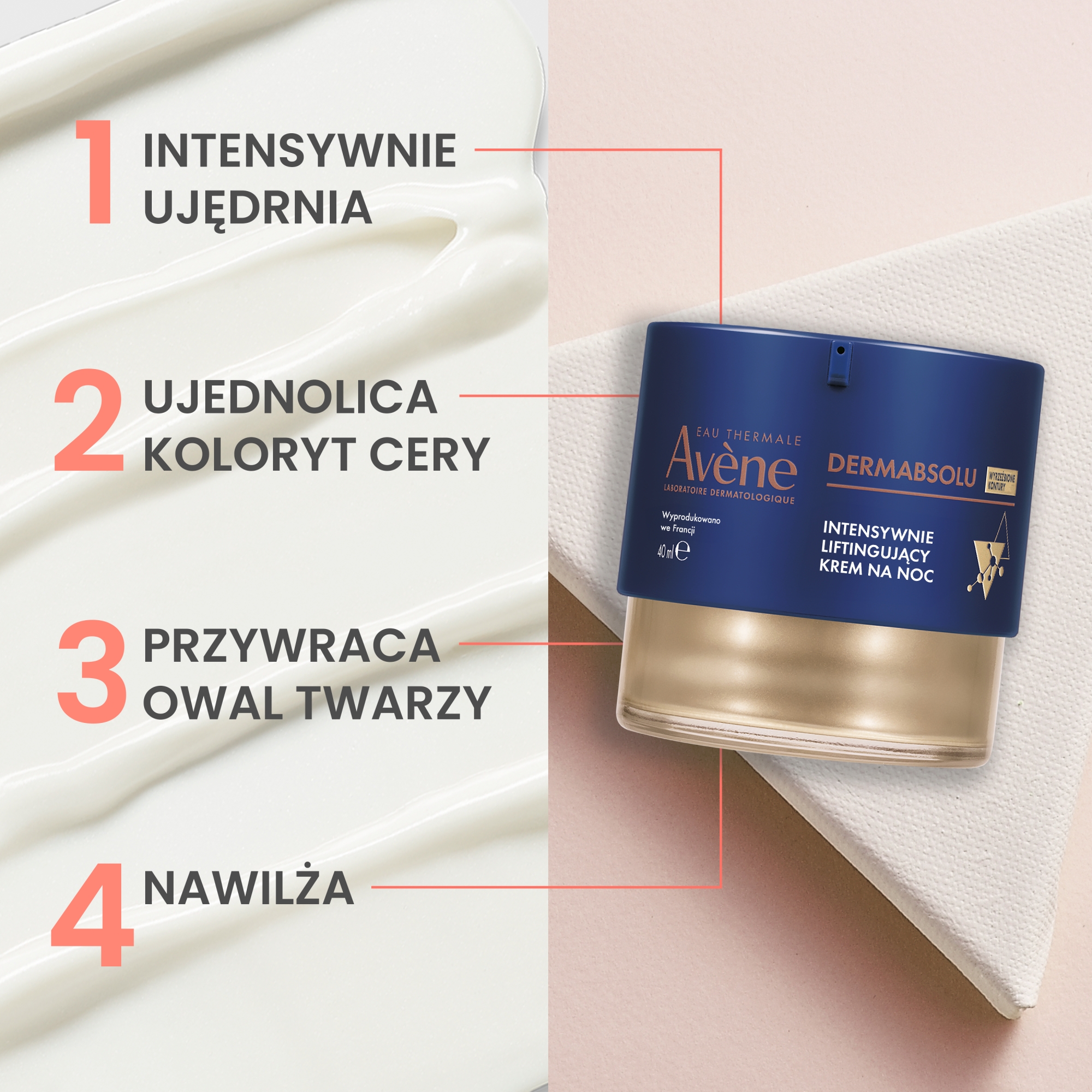 Avene Dermabsolu, krem intensywnie liftingujący na noc, 40 ml