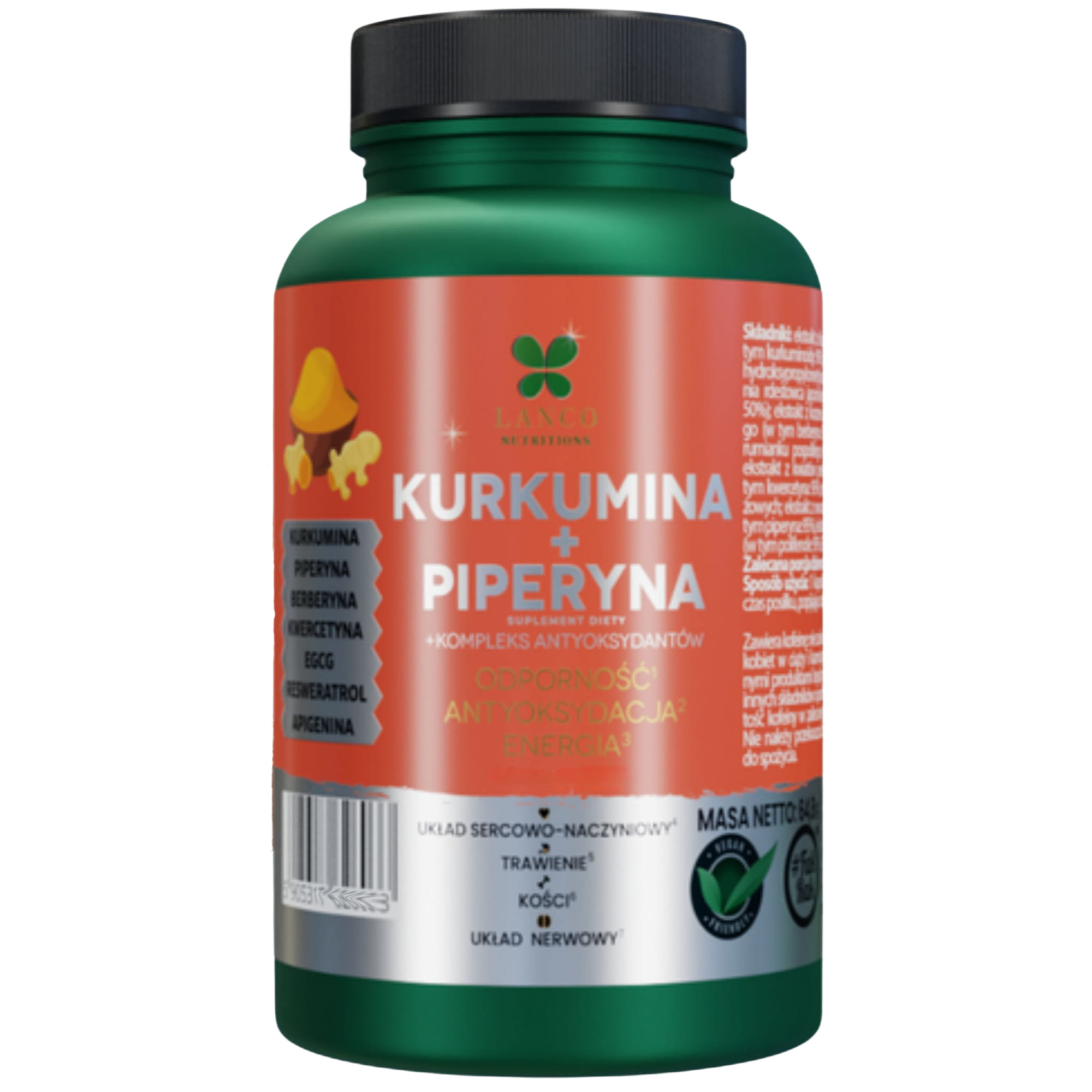 Lanco Kurkumina + Piperyna, kapsułki, 60 sztuk  zdjęcie