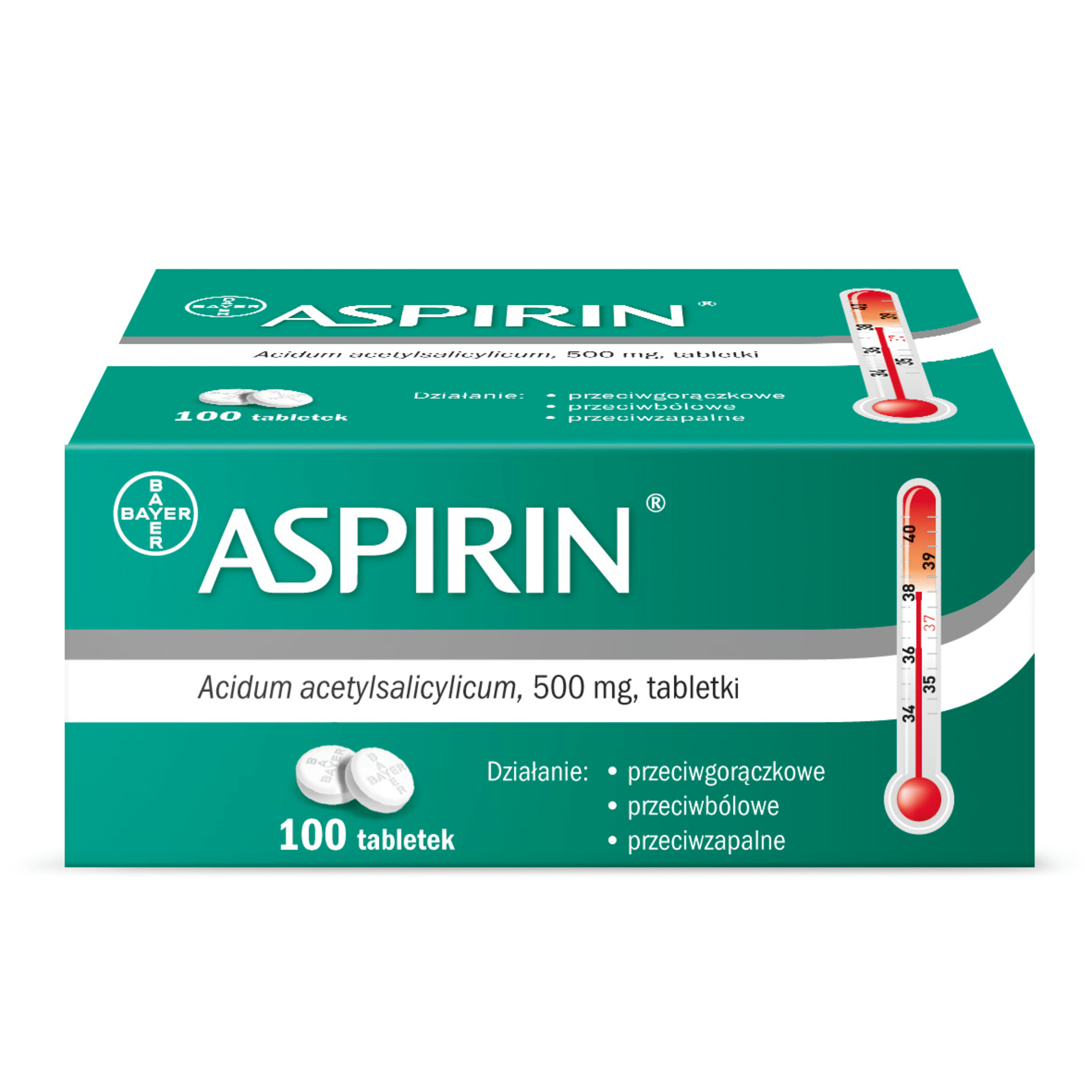 Aspirin, 500 mg, 100 tabletek zdjęcie
