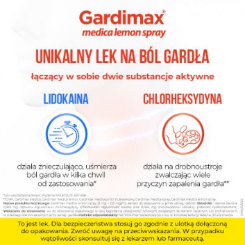 GARDIMAX MEDICA LEMON SPRAY Aerozol do stosowania w jamie ustnej  - 30 ml
