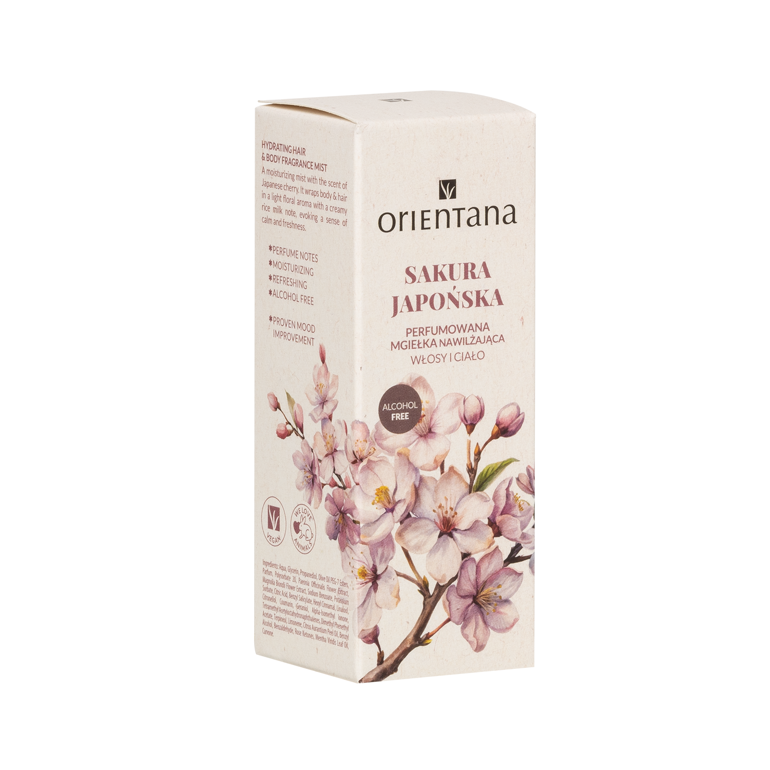 Orientana, Sakura Perfumowana Mgiełka nawilżająca włosy i ciało, 50 ml