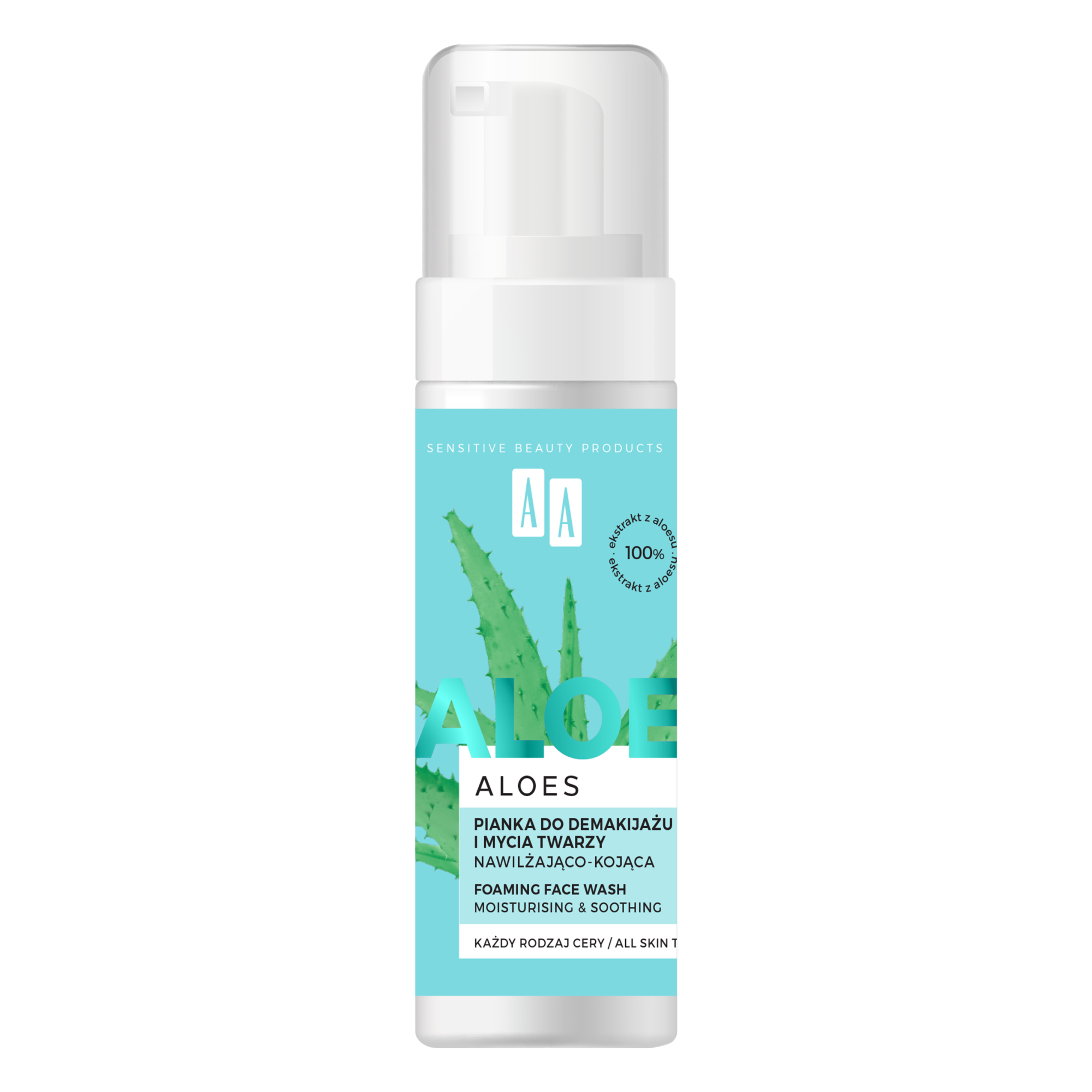 Aa Aloes 100% Aloe Vera Extract pianka do demakijażu i mycia twarzy nawilżająco - kojąca, 150 ml zdjęcie
