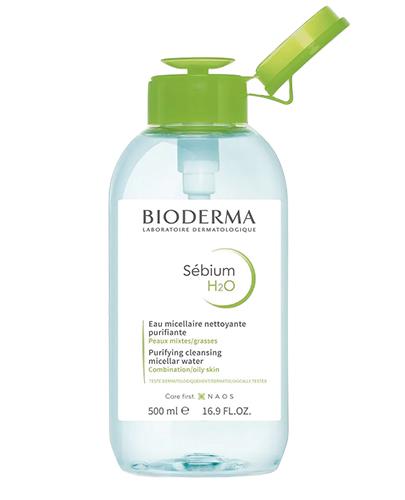 Bioderma Sebium H2O Antybakteryjna woda micelarna do oczyszczania twarzy i demakijażu z dozownikiem, 500 ml zdjęcie