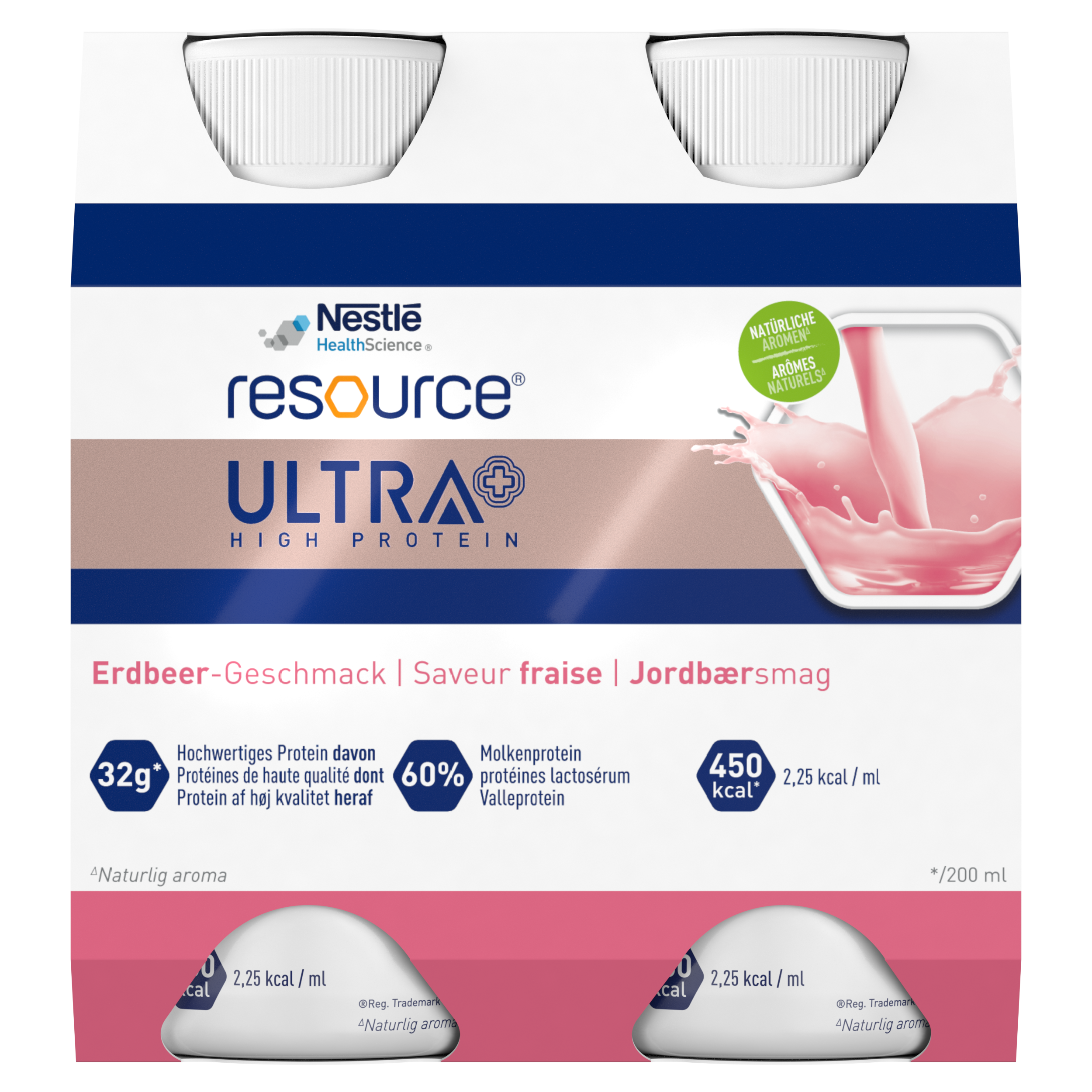 Nestle Resource Ultra + Truskawka, 4 x 200 ml