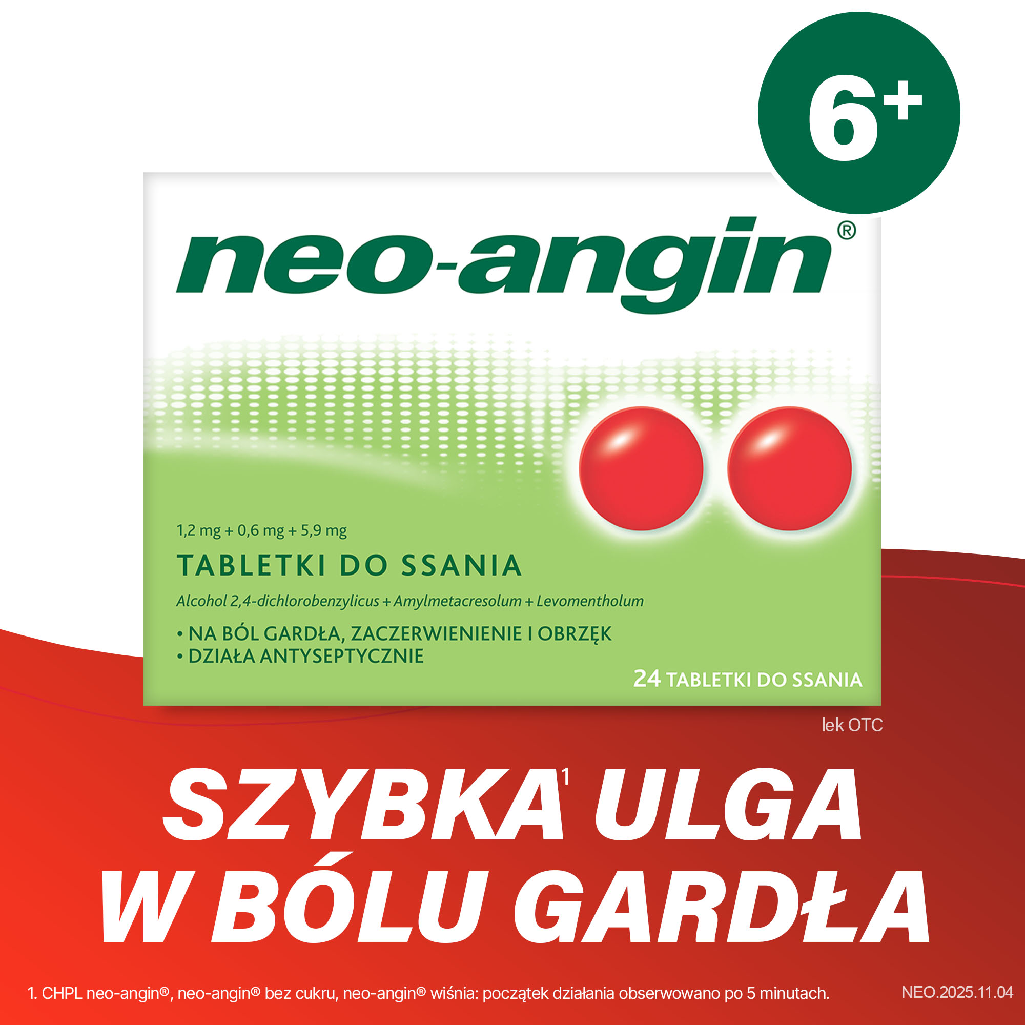 Neo-Angin, tabletki do ssania, 24 sztuki