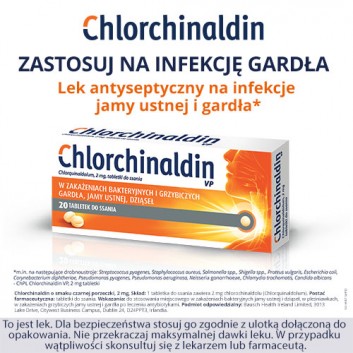 Chlorchinaldin 2mg o smaku czarnej porzeczki 20 tabletek do ssania