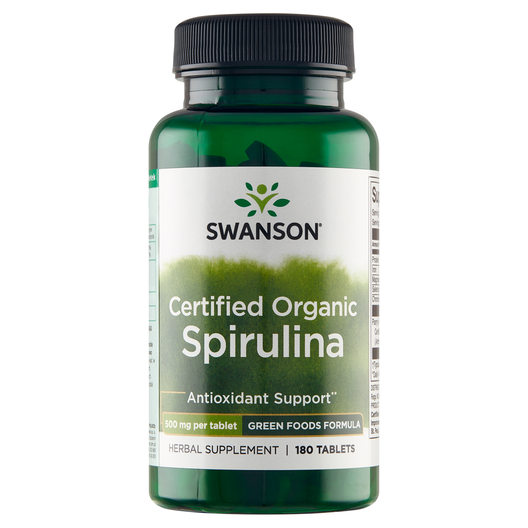 SWANSON Spirulina 100% organiczna 500 mg, 180 tabletek zdjęcie