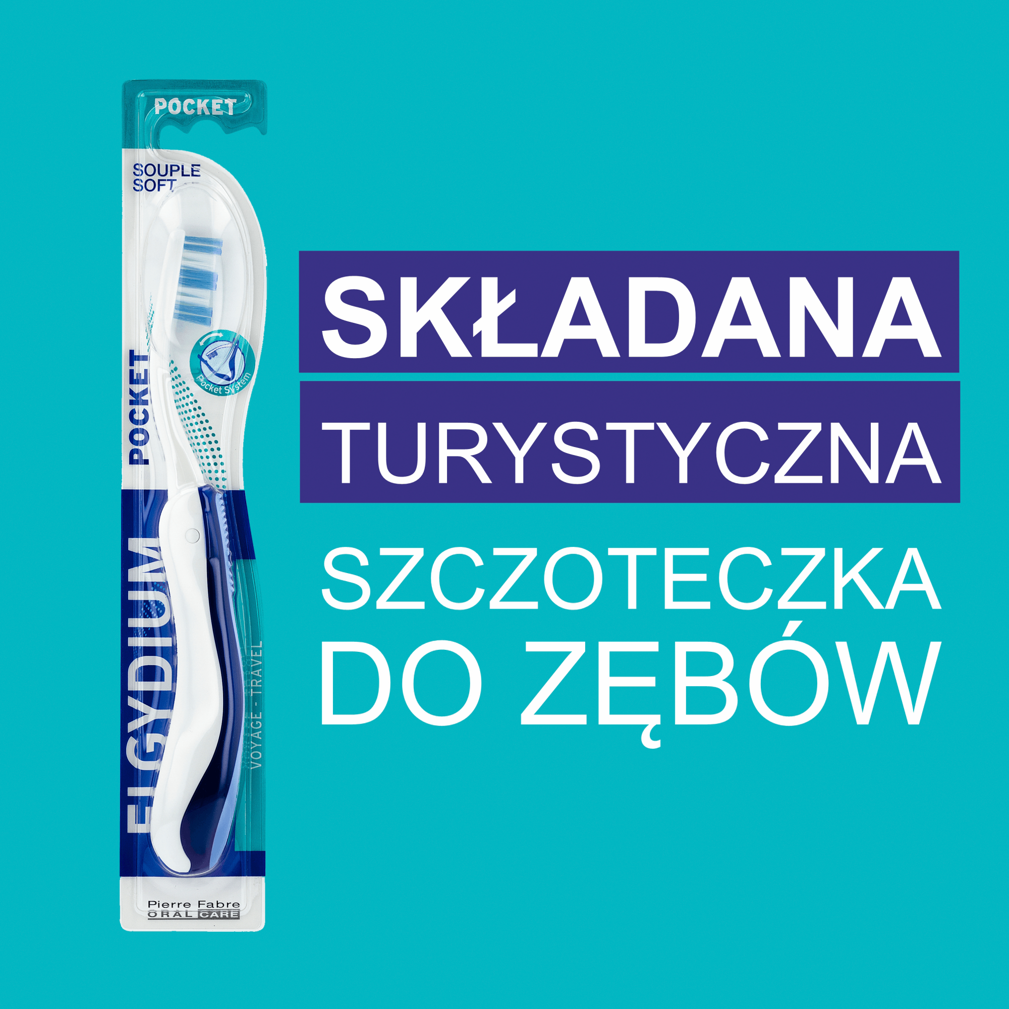ELGYDIUM Pocket składana turystyczna szczoteczka do zębów 1 sztuka