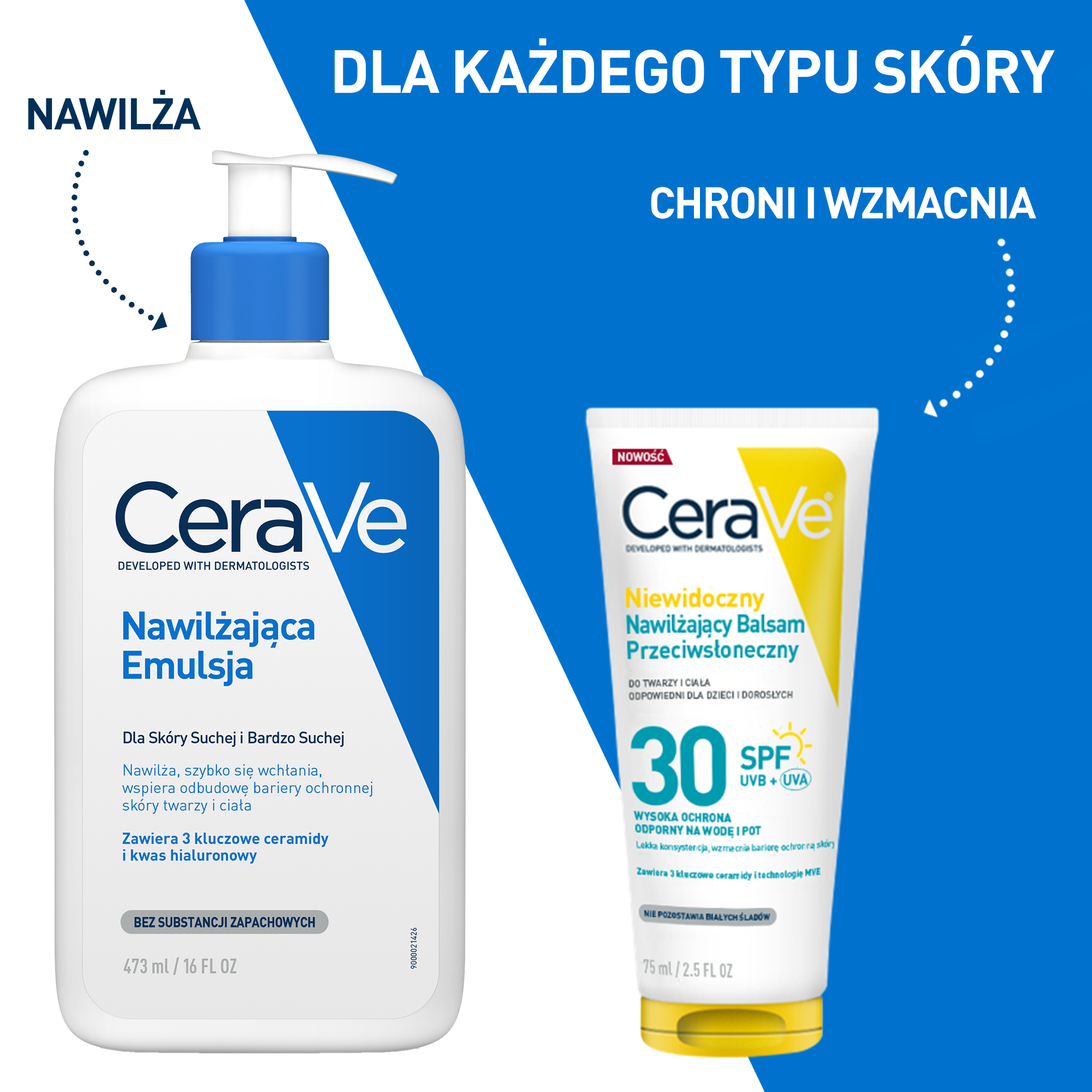 Cerave Sun, niewidoczny nawilżający balsam przeciwsłoneczny SPF 30, 75 ml
