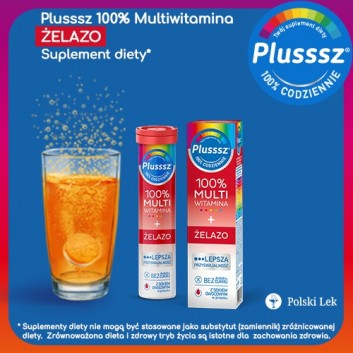 Plusssz 100% Multiwitamina + Żelazo 20 tabletek musujących
