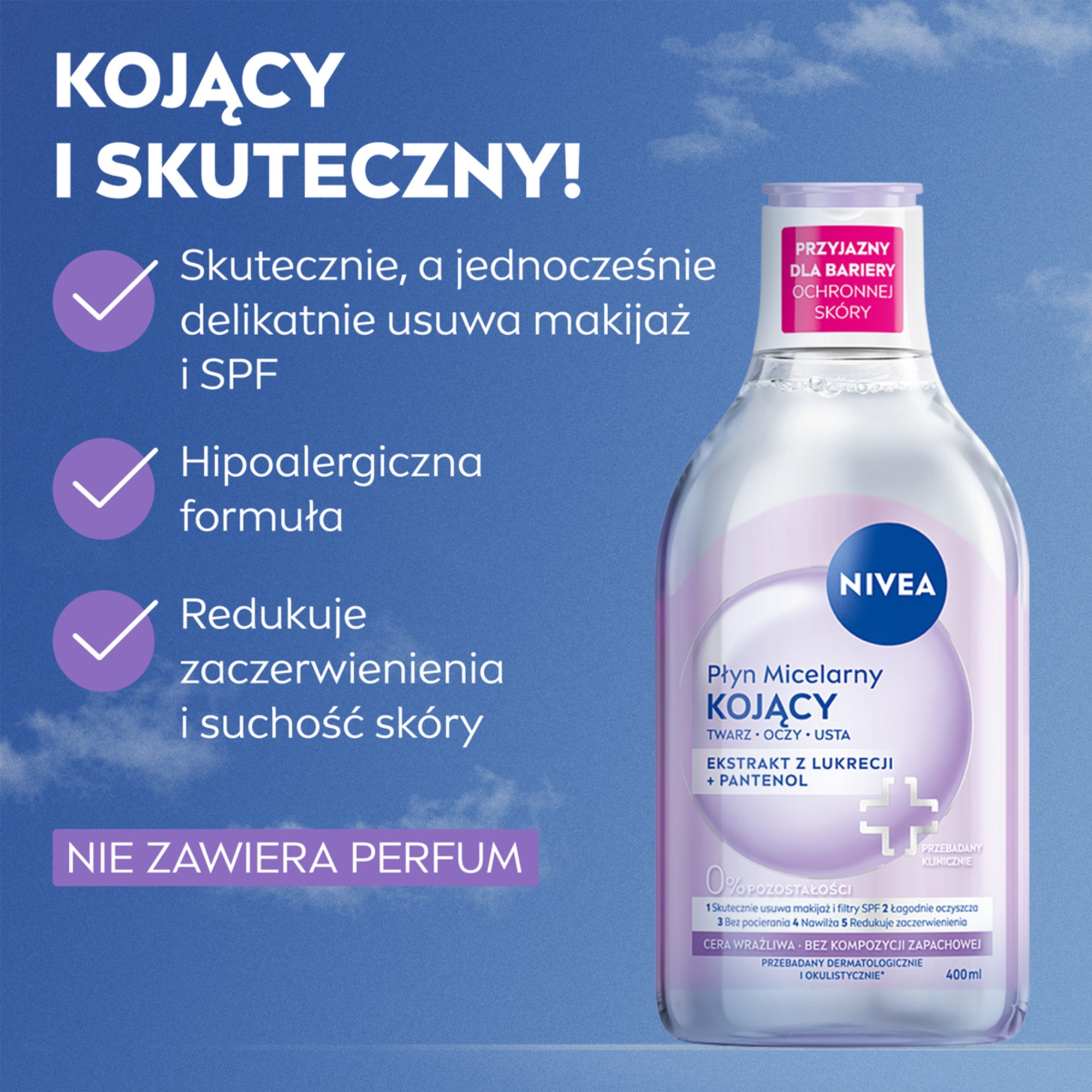 Nivea MicellAir Skin Breathe pielęgnujący płyn micelarny do cery wrażliwej i nadwrażliwej 400 ml
