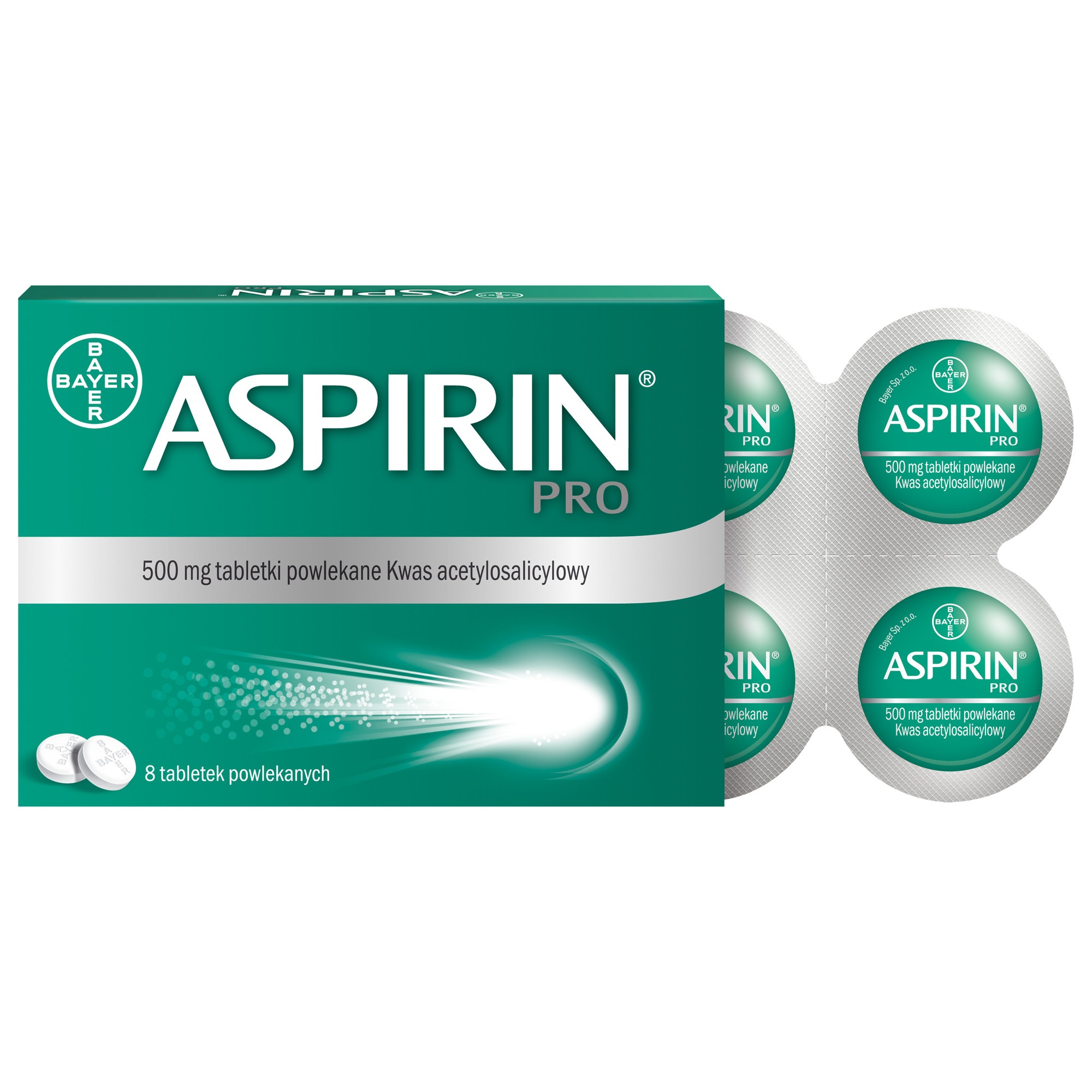 Aspirin Pro 500 mg 8 tabletek powlekanych