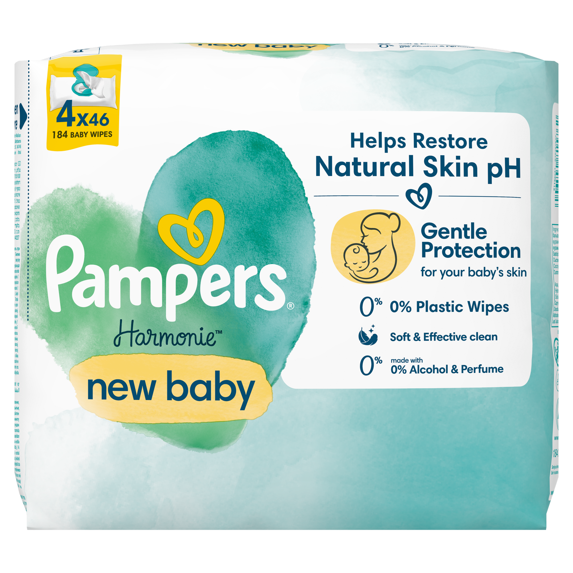 Pampers Harmonie New Baby Chusteczki nawilżane dla dzieci, 4 x 46 sztuk zdjęcie