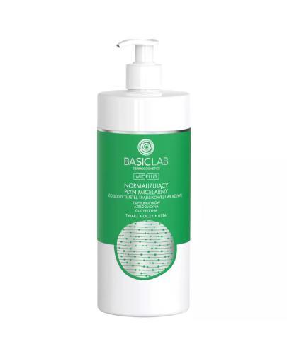 Basiclab Normalizujący płyn micelarny do skóry tłustej, trądzikowej i wrażliwej 2% prebiotyków, azeloglicyna, glicyryzyna 500 ml zdjęcie