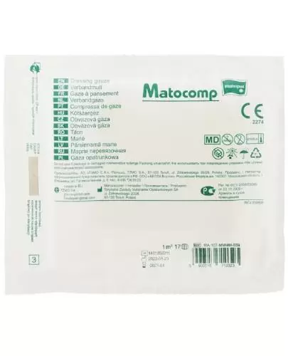 Matocomp gaza opatrunkowa jałowa 17-nitkowa 1m2 1 sztuka zdjęcie