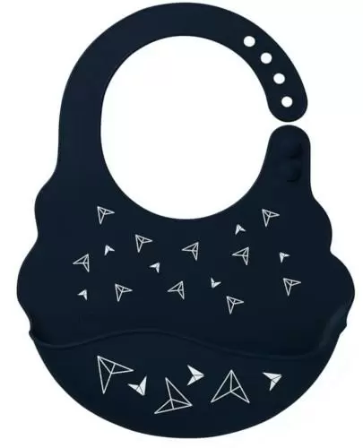 Babyono silikonowy śliniak z regulowanym zapięciem granatowy 1 sztuka [829/07] zdjęcie