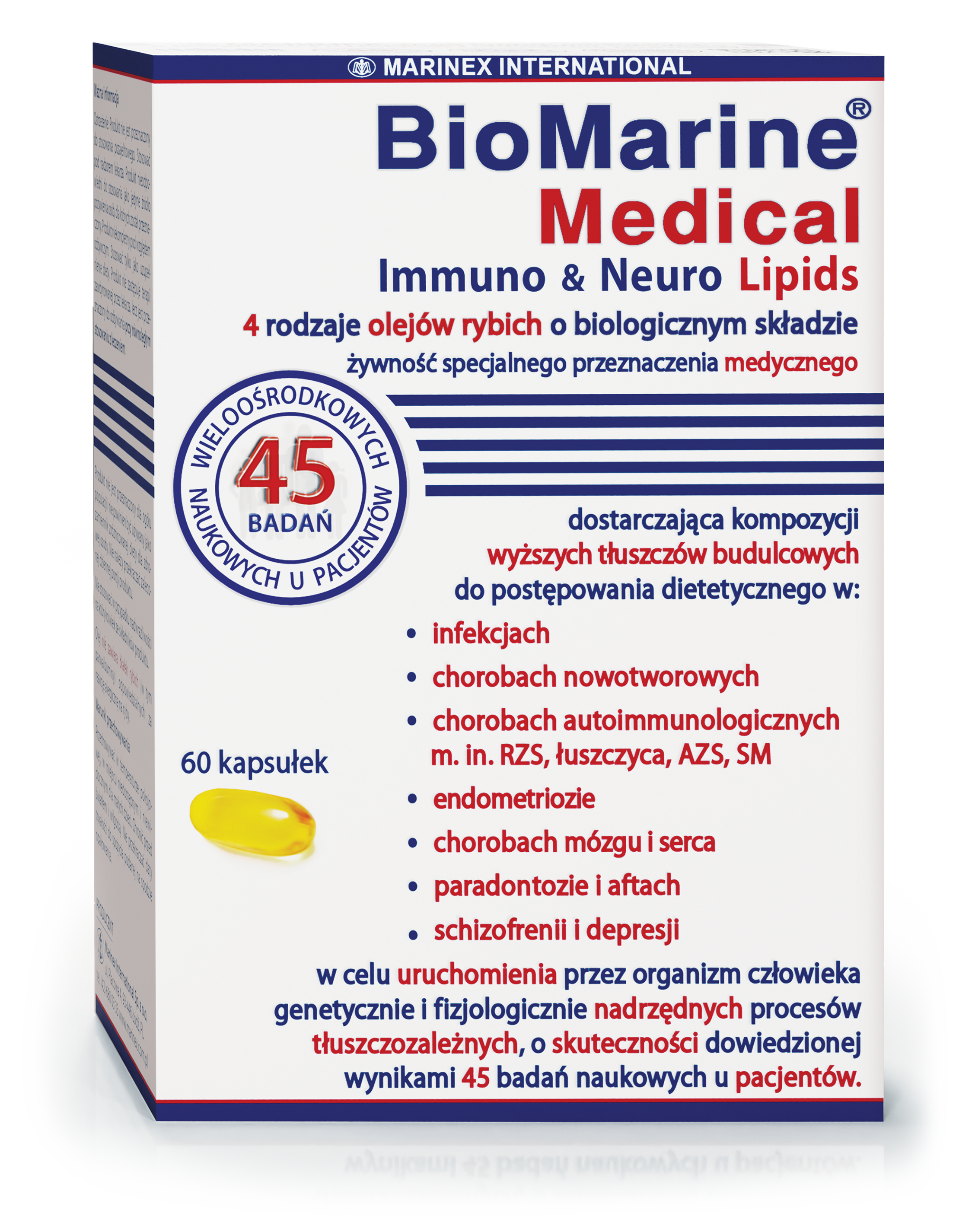 Biomarine Medical Immuno & Neuro Lipids, 4 rodzaje olejów rybich o biologicznym składzie, kapsułki, 60 sztuk zdjęcie