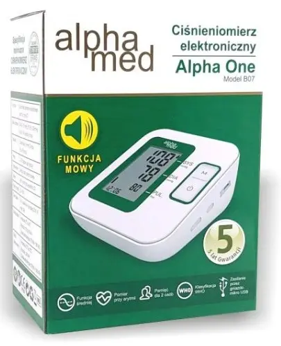 AlphaMed Alpha One B07 ciśnieniomierz elektroniczny naramienny 1 sztuka zdjęcie