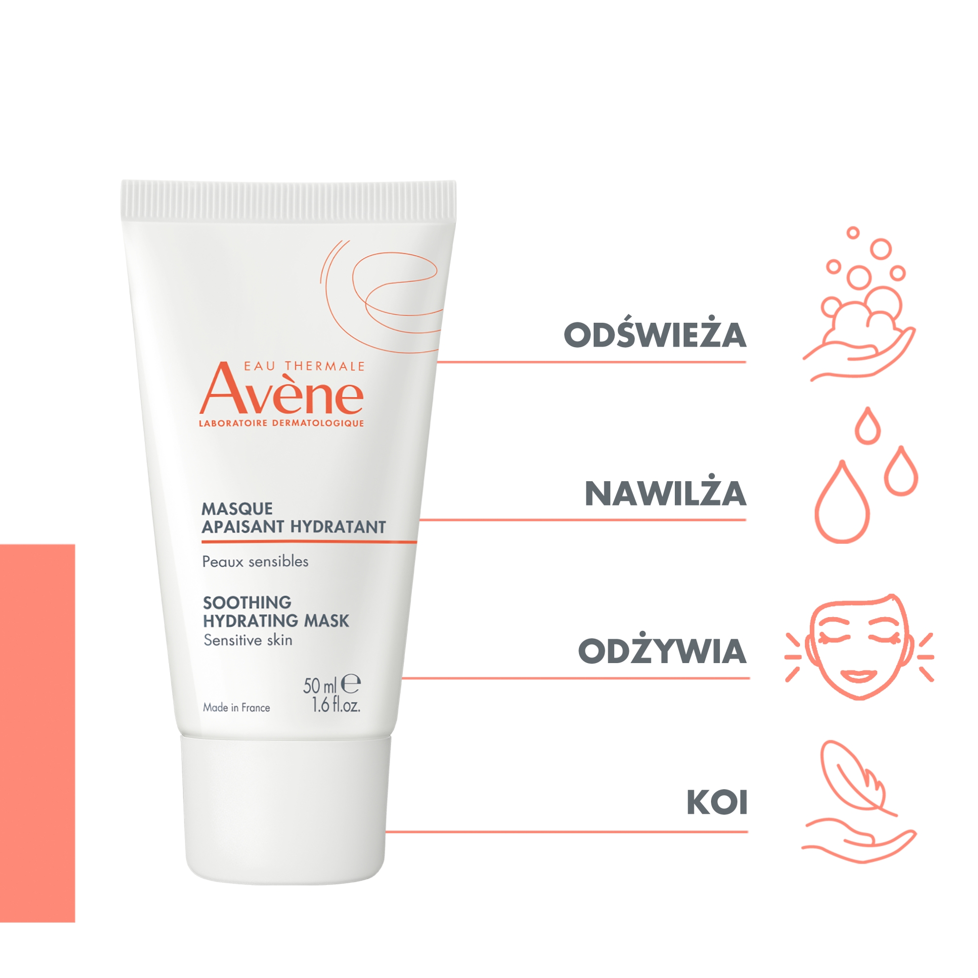 Avene Maseczka kojąco-nawilżająca skóra wrażliwa, 50 ml