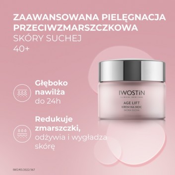 Iwostin Age Lift Krem na noc do cery suchej 40+, 50 ml, cena, opinie, stosowanie