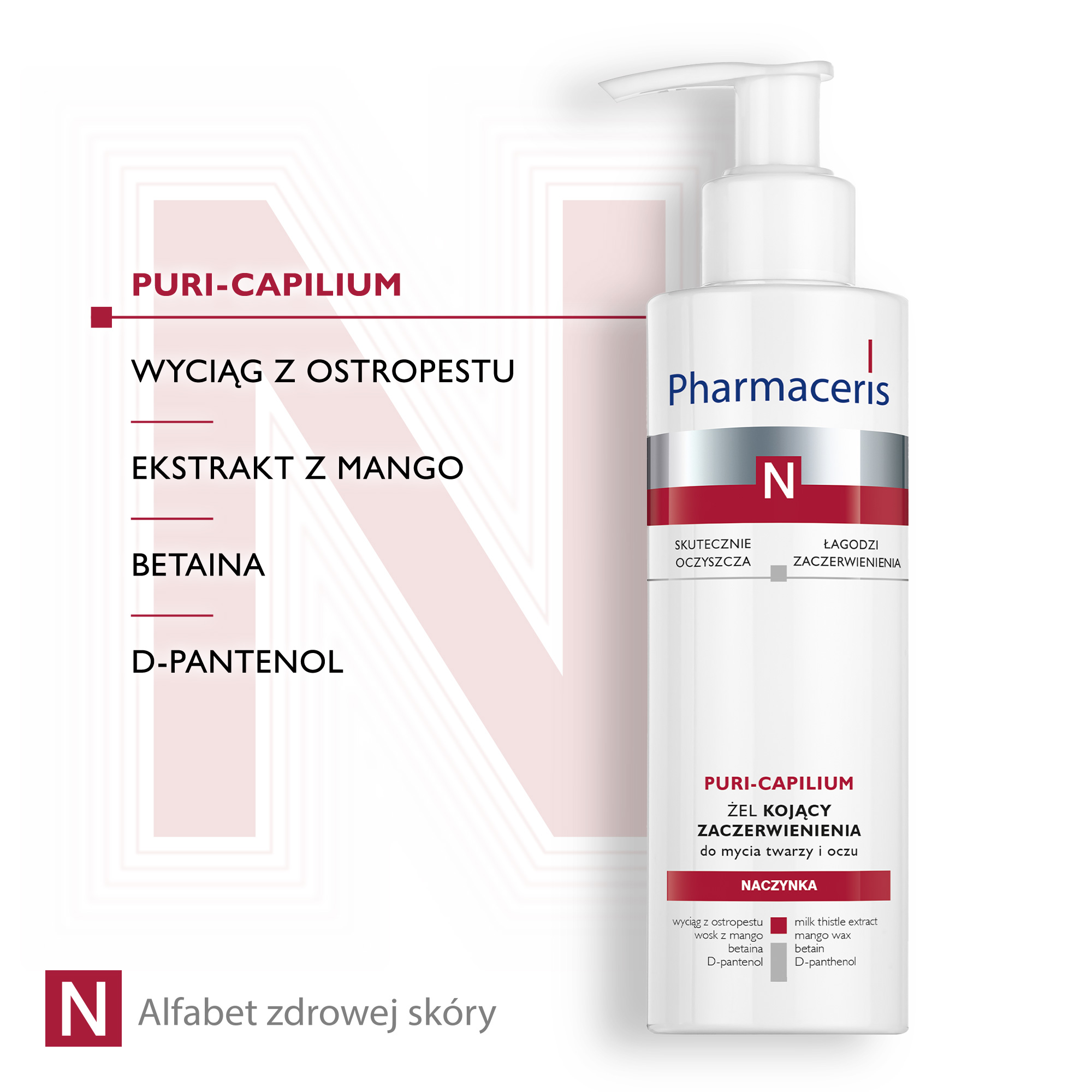 Pharmaceris N Puri-Capilium żel kojący zaczerwienienia do mycia twarzy i oczu 190 ml