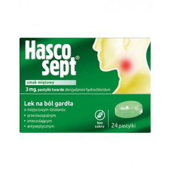 Hascosept smak miętowy, 24 pastylki