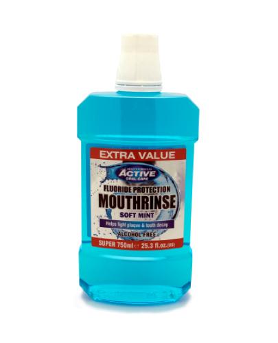 Beauty Formulas, Active Płyn do płukania jamy ustnej soft mint bezalkoholowy z fluorem, 750 ml zdjęcie