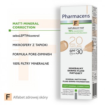 Pharmaceris F Mineralny dermo-fluid matujący Natural 20, 30 ml 