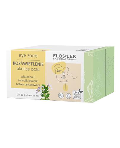 Floslek Rozświetlenie Zestaw Rozświetlający Krem pod oczy świetlik witamina C, 15 ml + Żel ze świetlikiem lekarskim i babką lancetowatą do powiek i pod oczy, 10 g, cena, opinie, skład zdjęcie