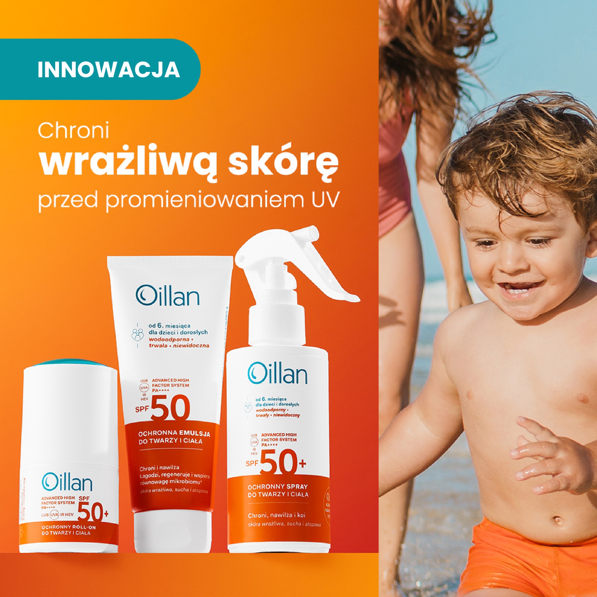 Oillan Sun, Ochronny spray do twarzy i ciała, 125 ml